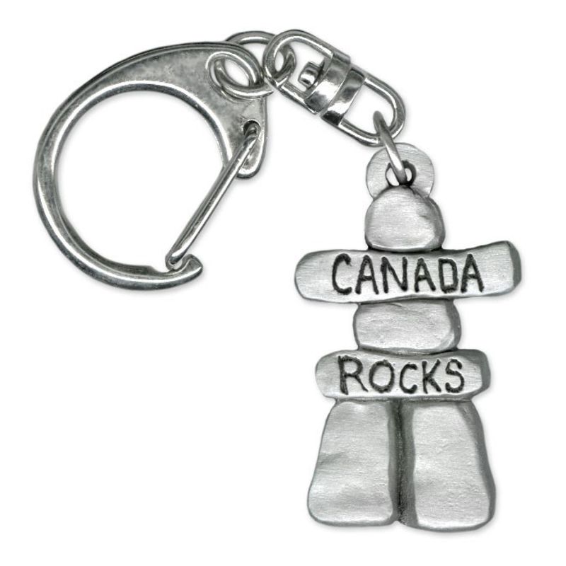 Pewter Inukshuk 'Canada Rocks' Key Ring - 6553KP - Click Image to Close